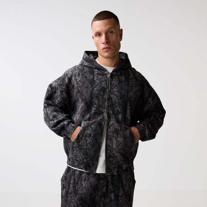 Under Development Cropped Zip Hoodie | Black Camo