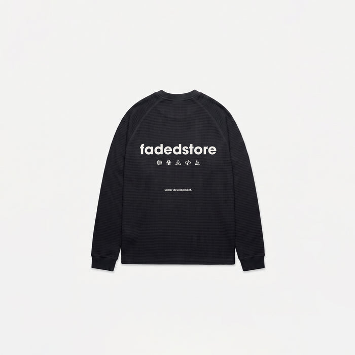 Under Development Long Sleeve Waffle T-Shirt | Off Black