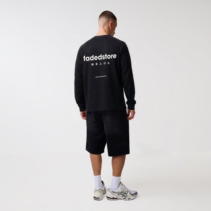 Under Development Long Sleeve Waffle T-Shirt | Off Black