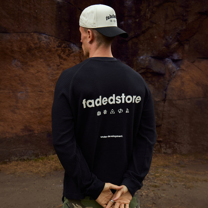 Under Development Long Sleeve Waffle T-Shirt | Off Black