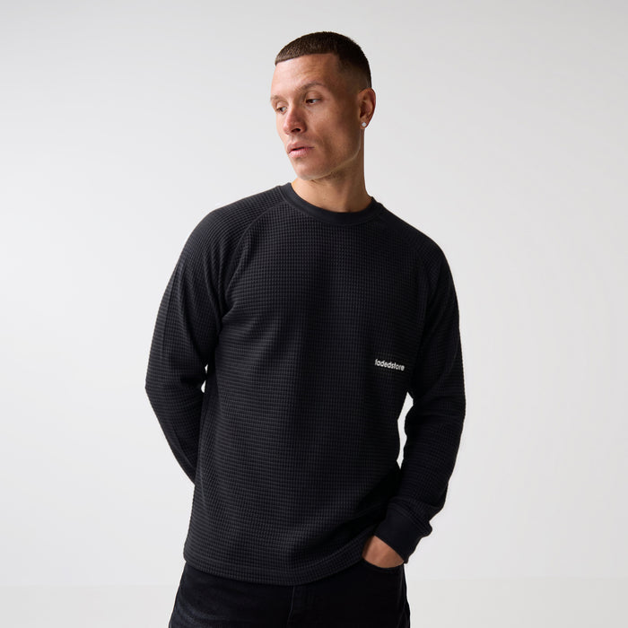 Under Development Long Sleeve Waffle T-Shirt | Off Black