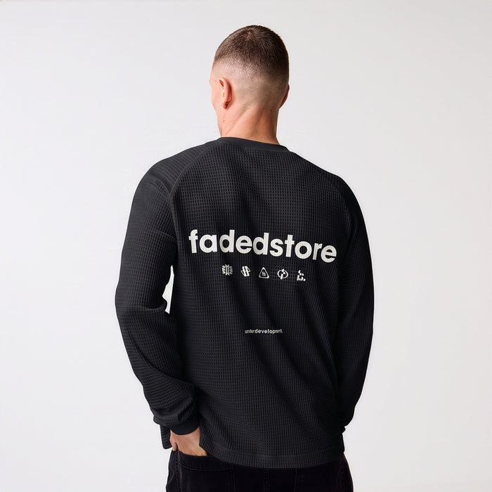 Under Development Long Sleeve Waffle T-Shirt | Off Black