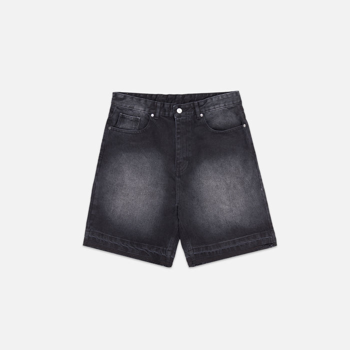 Unpicked Denim Shorts | Washed Black
