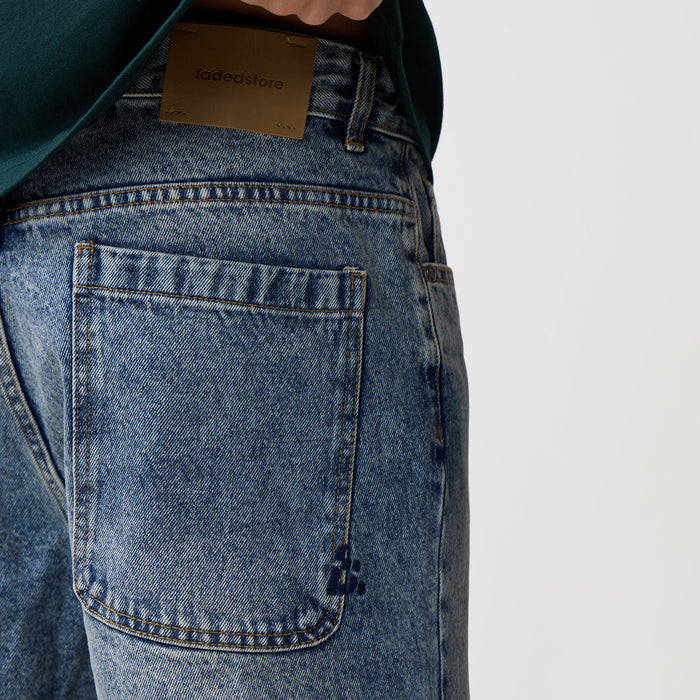Unpicked Denim Shorts | Washed Blue