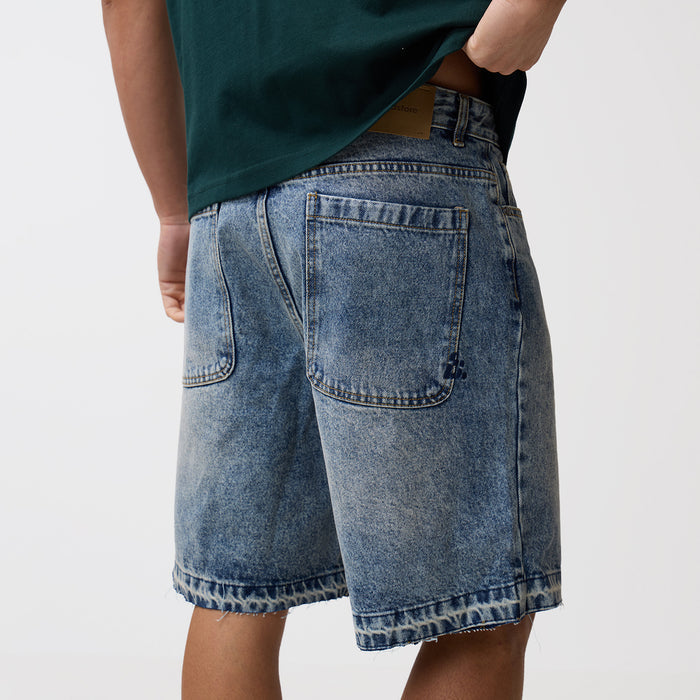 Unpicked Denim Shorts | Washed Blue