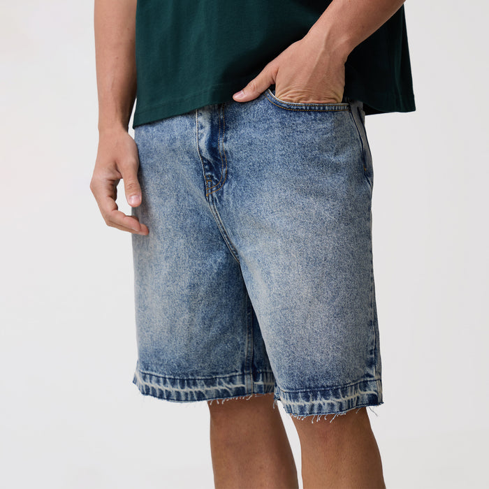 Unpicked Denim Shorts | Washed Blue