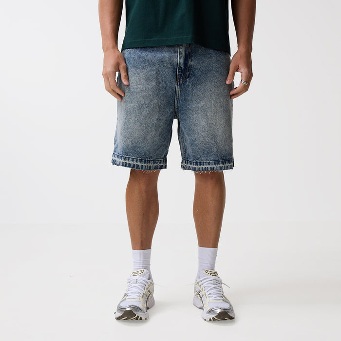 Unpicked Denim Shorts | Washed Blue