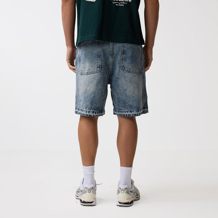 Unpicked Denim Shorts | Washed Blue