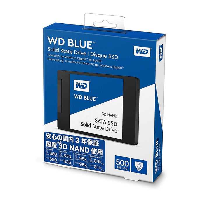 Western Digital WDS500G2B0A WD Blue 3D NAND Internal SSD 2.5 Inch SATA, 500 GB, Solid State Hard Drive