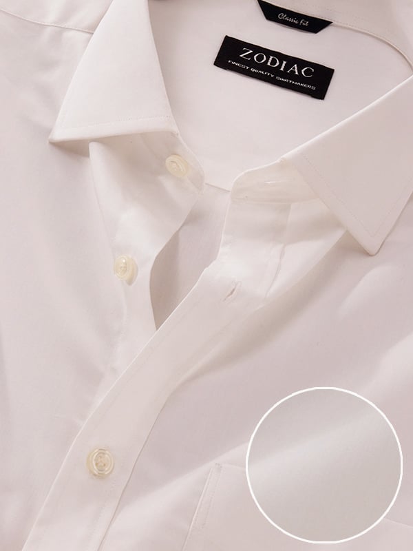 White Solid Full Sleeve Single Cuff Classic Fit Classic Formal Luxury Cotton Shirt