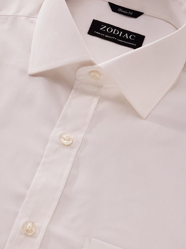 White Solid Full Sleeve Single Cuff Classic Fit Classic Formal Luxury Cotton Shirt
