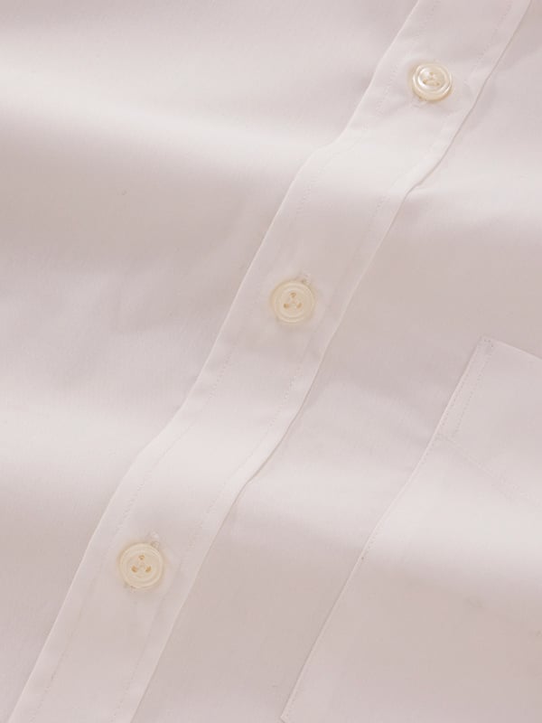 White Solid Full Sleeve Single Cuff Classic Fit Classic Formal Luxury Cotton Shirt