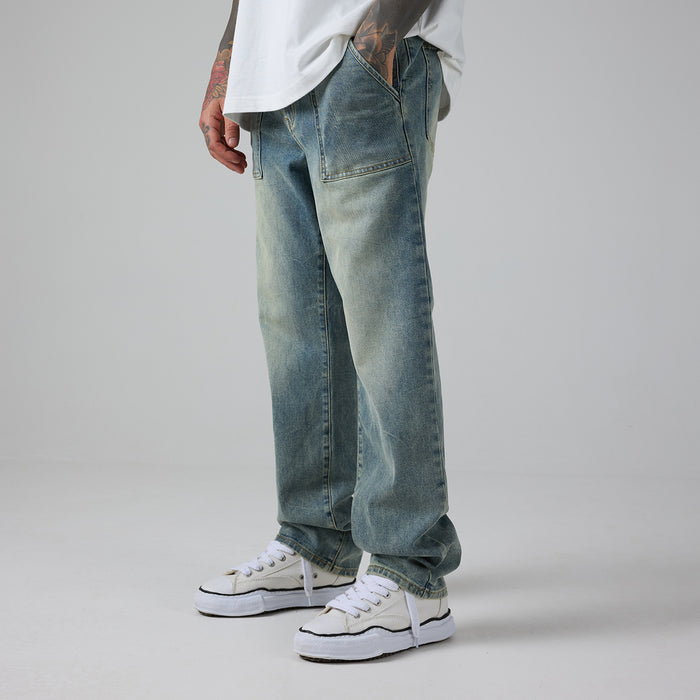 Men's  Washed Blue  Worker Jean  FadedStore Front View